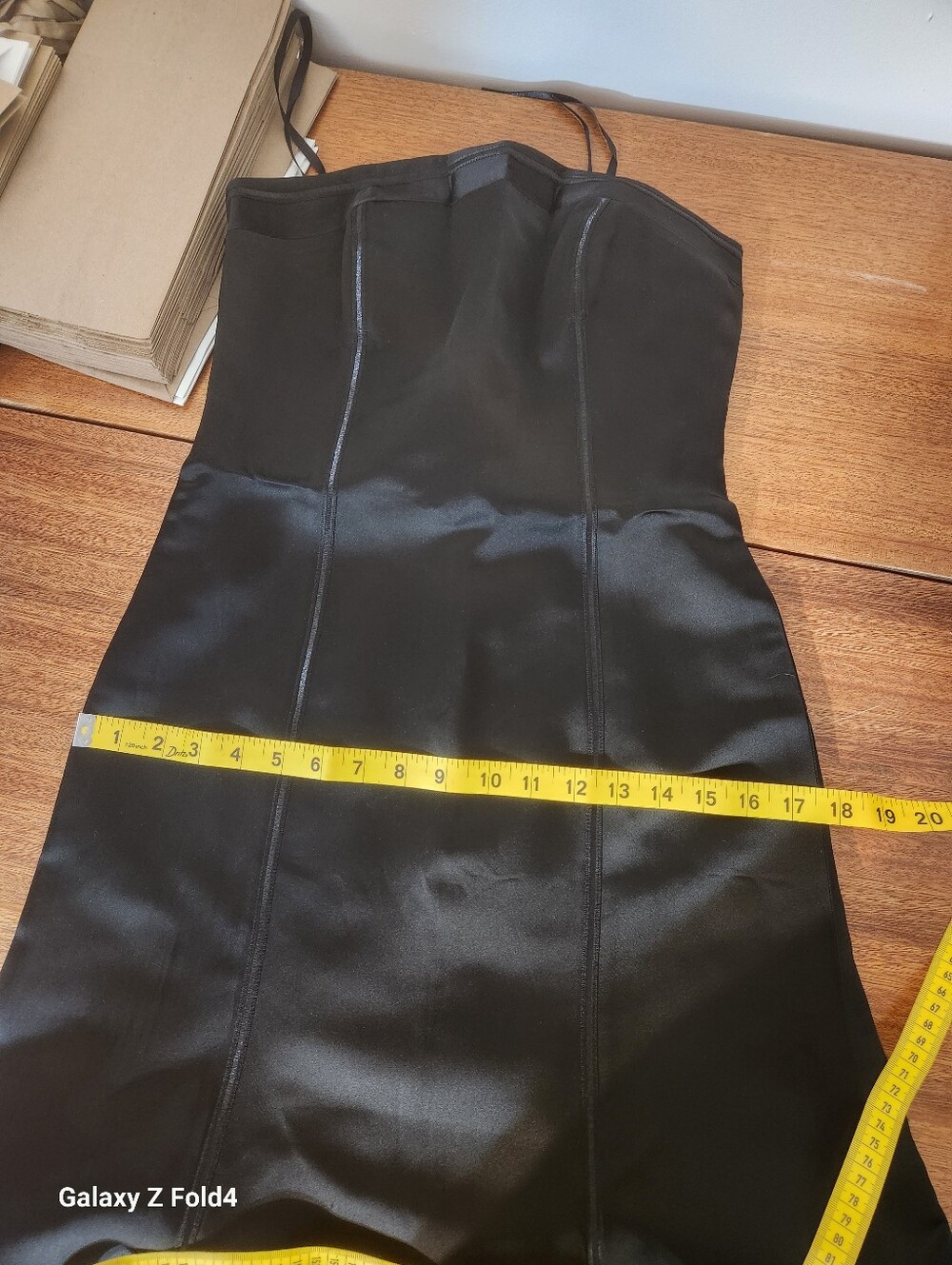Ann Taylor black strapless satin dress Sz 0 #010 - Picture 12 of 15